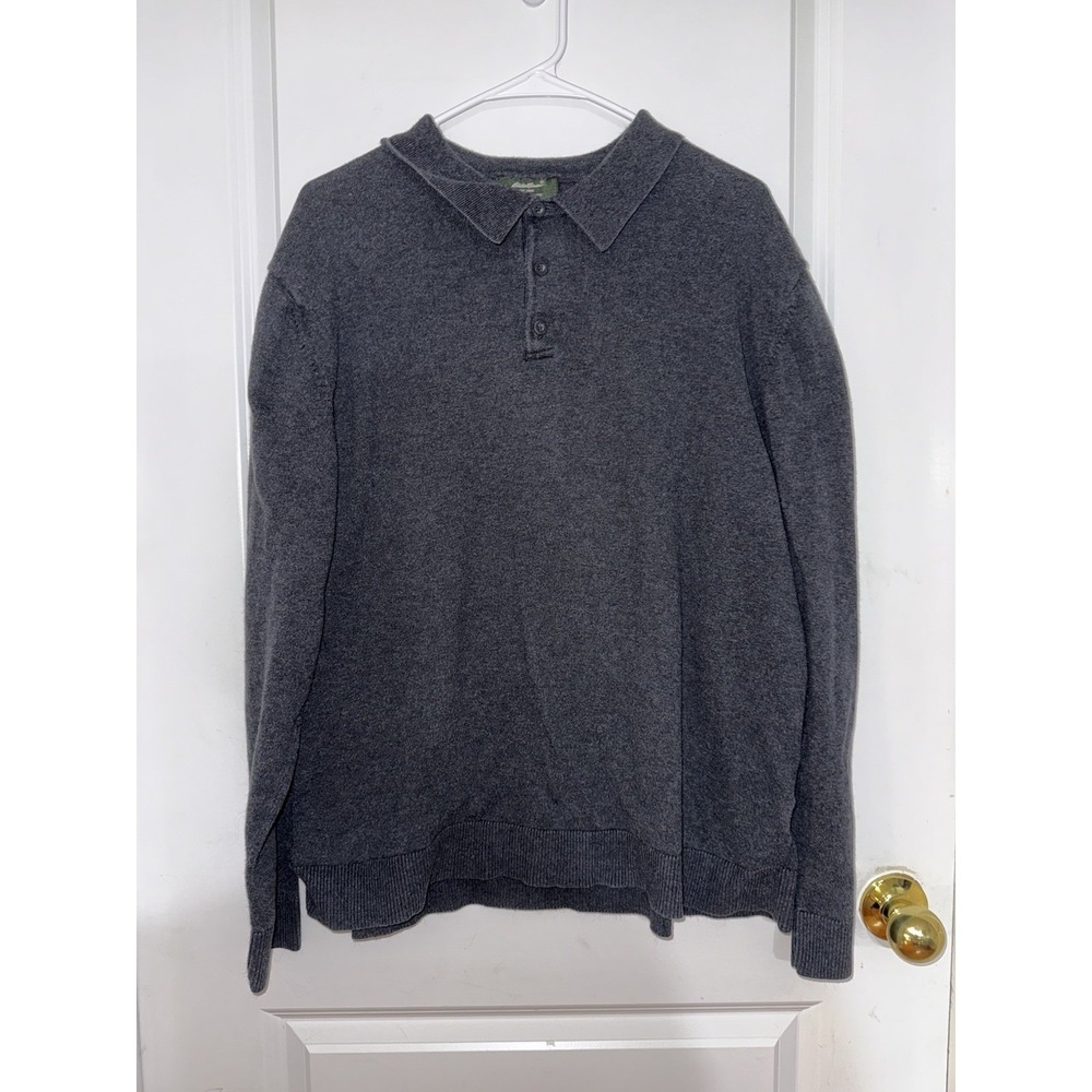 Eddie Bauer Men's‎ Cotton Cashmere Sweater Size XL Gray